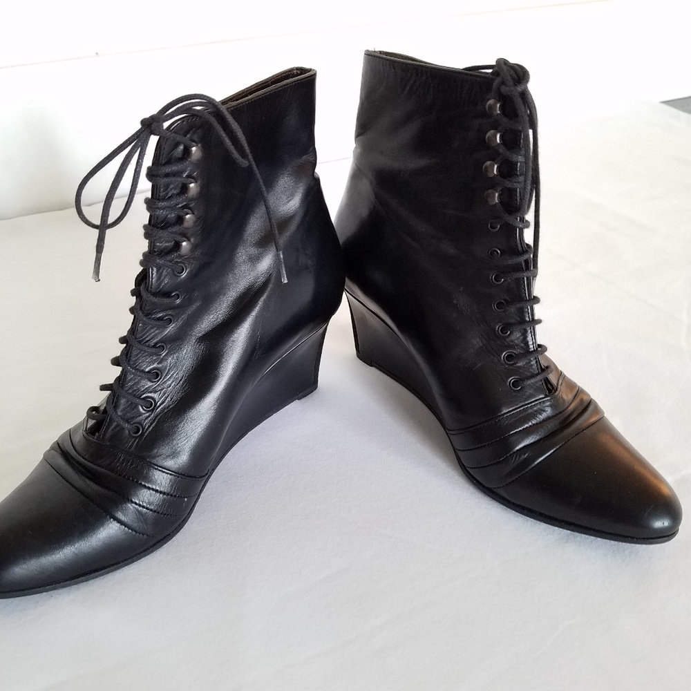 Stephane Kelian Paris Ankle Boots Black Wedge